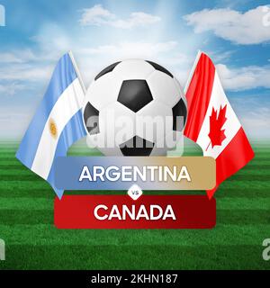 Argentinien gegen Kanada Nationalmannschaften Fußballspiel Wettbewerb Konzept. Stockfoto