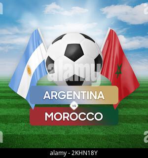 Argentinien gegen Marokko Nationalmannschaften Fußballspiel Wettbewerb Konzept. Stockfoto