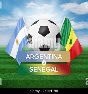 Konzept für Fußballspiele der Nationalmannschaften Argentinien gegen Senegal. Stockfoto