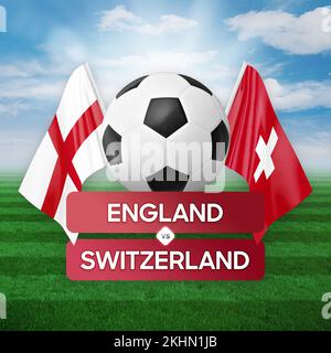 England gegen die Schweiz Nationalmannschaften Fußballspiel Wettkampfkonzept. Stockfoto