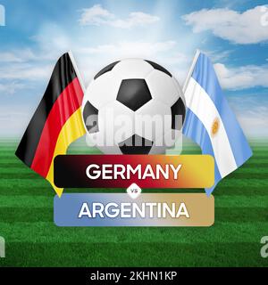 Fußballspiel-Wettkampfkonzept der Nationalmannschaften Deutschland gegen Argentinien. Stockfoto