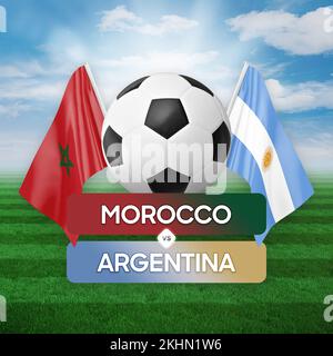 Fußballspiel-Wettkampfkonzept der Nationalmannschaften Marokko vs. Argentinien. Stockfoto