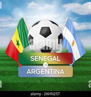 Konzept des Fußballspiels zwischen den Nationalmannschaften Senegal und Argentinien. Stockfoto