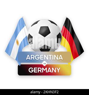Argentinien gegen Deutschland Nationalmannschaften Fußballspiel Wettbewerb Konzept. Stockfoto