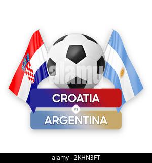 Konzept des Fußballspiels zwischen den Nationalmannschaften Kroatien und Argentinien. Stockfoto