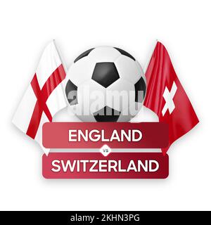 England gegen die Schweiz Nationalmannschaften Fußballspiel Wettkampfkonzept. Stockfoto