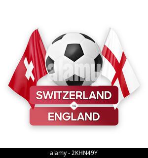 Schweiz gegen England Nationalmannschaften Fußballspiel Wettkampfkonzept. Stockfoto