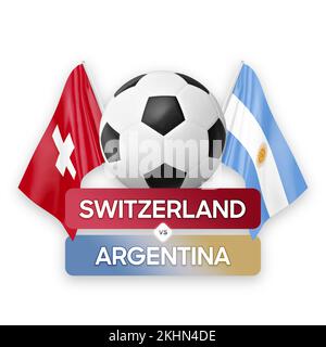 Schweiz gegen Argentinien Nationalmannschaften Fußballspiel Wettkampfkonzept. Stockfoto