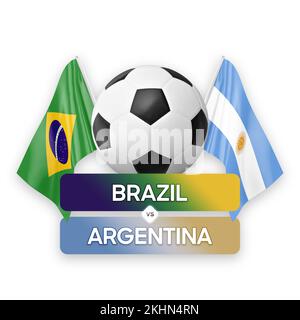 Fußballspiel-Wettkampfkonzept der Nationalmannschaften Brasilien gegen Argentinien. Stockfoto