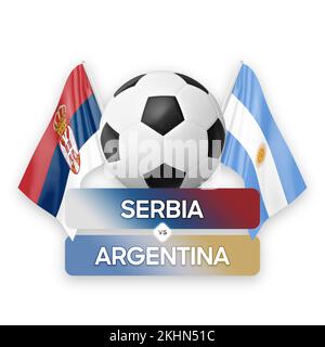 Konzept des Fußballspiels zwischen den Nationalmannschaften Serbien und Argentinien. Stockfoto