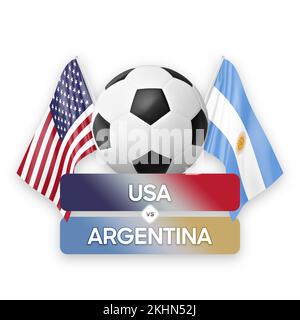 Fußballspiel-Wettkampfkonzept der Nationalmannschaften USA gegen Argentinien. Stockfoto