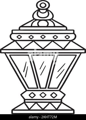 Ramadan Lantern isolierte Malseite für Kinder Stock Vektor