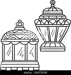 Ramadan Lantern isolierte Malseite für Kinder Stock Vektor