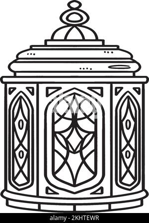 Ramadan Lantern isolierte Malseite für Kinder Stock Vektor