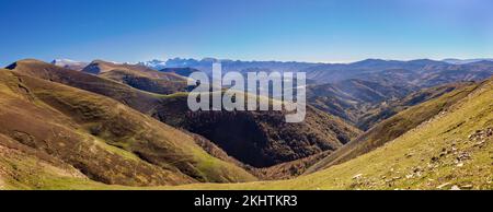 Selva de Irati en otoño, valle de Salazar, Puerto de Larrau junto a la frontera francesa, Navarra, España Stockfoto