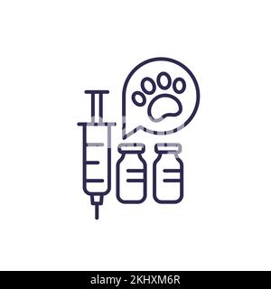 Impfungen, Impfstoff für Haustiere Linie Symbol Stock Vektor
