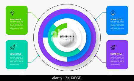 Infografik-Vorlage mit Symbolen und 4 Optionen oder Schritten. Kann für Workflow-Layout, Diagramm, Banner, webdesign verwendet werden. Vektorgrafik Stock Vektor