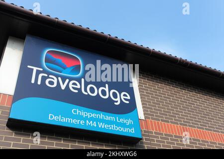 Travelodge, Moto Services, M4 Leigh Delamere, Richtung Westen, SN14 6LB Stockfoto