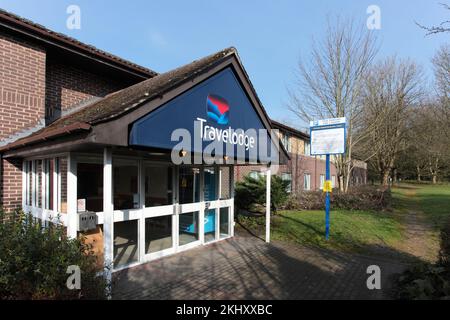 Travelodge, Moto Services, M4 Leigh Delamere, Richtung Osten, SN14 6LB Stockfoto