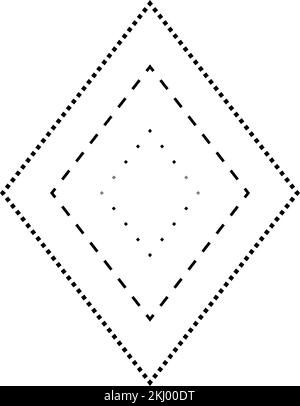 Nachzeichnen von Rhombus-förmigen Symbolen, gestrichelten und gepunkteten unterbrochenen Linienelementen für Vorschulkinder, Kindergärten und Montessori-Kinder beim Vorschreiben, Zeichnen und Schneiden von Pr Stock Vektor