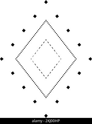 Nachzeichnen von Rhombus-förmigen Symbolen, gestrichelten und gepunkteten unterbrochenen Linienelementen für Vorschulkinder, Kindergärten und Montessori-Kinder beim Vorschreiben, Zeichnen und Schneiden von Pr Stock Vektor