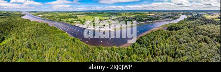 Luftaufnahme des Flusses Moy bei Ballina in der Grafschaft Mayo - Republik Irland. Stockfoto