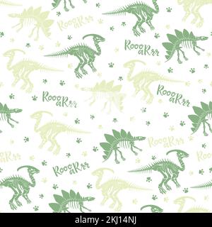 Nahtloses Vektor-Muster mit Dinosaurier-Skelett. Stock Vektor