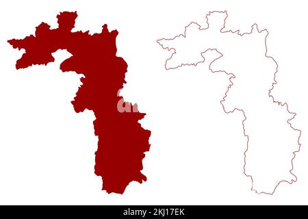 Karte des nicht-Metropolitan District Malvern Hills (Vereinigtes Königreich Großbritannien und Nordirland, Ceremonial County Worcestershire oder Worcs, England) Stock Vektor