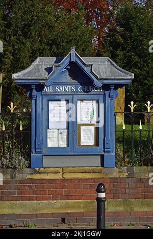 Anzeigetafel für All Saints Church, Pocklington, East Yorkshire Stockfoto