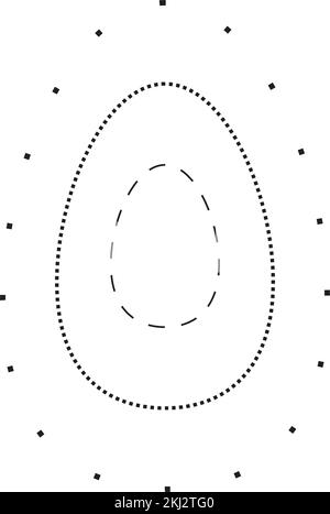 Ovales Symbol mit gestrichelten und gepunkteten unterbrochenen Linien für Vorschulkinder, Kindergärten und Montessori-Kinder beim Vorschreiben, Zeichnen und Schneiden Stock Vektor