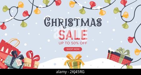Merry Christmas Sale Banner Vorlagenvektor. Stock Vektor