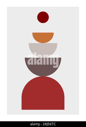 Mehrfarbige geometrische und unkonventionelle Wandzeichnung. Minimalistisches und unkonventionelles Posterdesign. Stockfoto