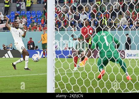 Goal VITINHA (POR) für 3-1, Action, Torschuss gegen Goalwart ZIGI Lawrence ATI (GHA) Portugal (POR) - Ghana (GHA) 3-2 Gruppe Phase Gruppe H am 24.. November 2022, Stadion 974 Fußball-Weltmeisterschaft 2022 in Katar ab November 20. . - 18.12.2022? Stockfoto