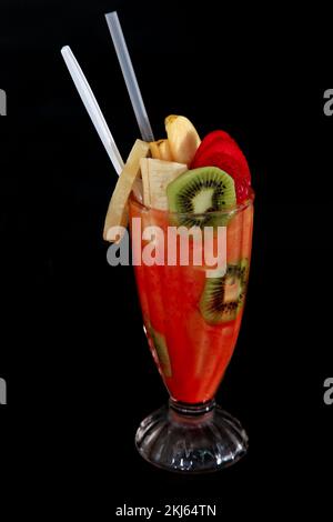 Bilder von Säften und Smoothies mit Donuts Stockfoto