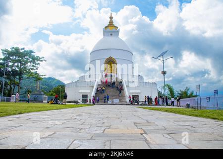 Friedenspagode in Pokhara, Nepal Stockfoto