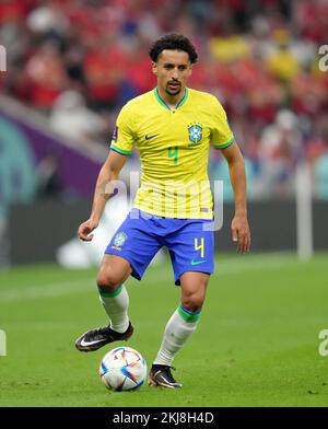 Brasilianische Marquinhos während des FIFA World Cup Group G-Spiels im Lusail Stadium in Lusail, Katar. Foto: Donnerstag, 24. November 2022. Stockfoto