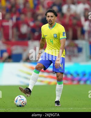 Brasilianische Marquinhos während des FIFA World Cup Group G-Spiels im Lusail Stadium in Lusail, Katar. Foto: Donnerstag, 24. November 2022. Stockfoto