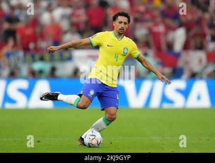 Brasilianische Marquinhos während des FIFA World Cup Group G-Spiels im Lusail Stadium in Lusail, Katar. Foto: Donnerstag, 24. November 2022. Stockfoto