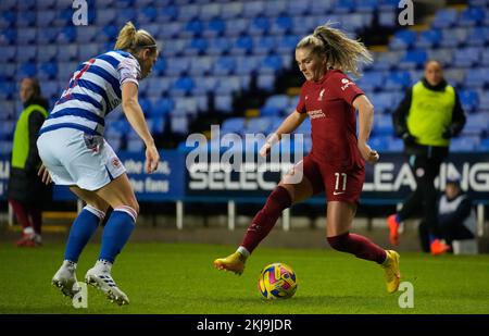 Reading, UK. 24.. November 2022. Reading, England, November 24. 2022: Melissa Lawley (11 Liverpool) in Aktion während des Fußballspiels Barclays Womens Super League zwischen Reading und Liverpool im Select Car Leasing Stadium in Reading, England. (James Whitehead/SPP) Kredit: SPP Sport Press Photo. Alamy Live News Stockfoto