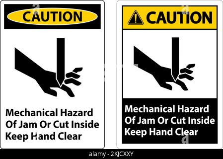 Vorsicht Mechanische Gefahr Von Stau Oder Schnittverletzungen Im Inneren Hände Freihalten Stock Vektor