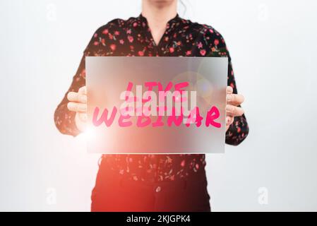 Live-Webinar: Handschriftstellzeichen. Konzept Bedeutung Interaktives Seminar, übertragen über das Internet in Echtzeit Stockfoto