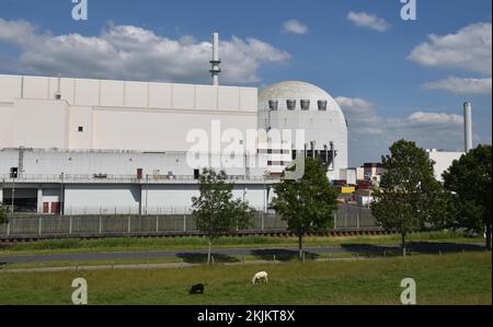 Das stillgelegte Kernkraftwerk Brokdorf, Schleswig-Holstein, Deutschland, Europa Stockfoto