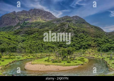 Moor und Wald- und Berglandschaft Ushuaia Argentinien Stockfoto