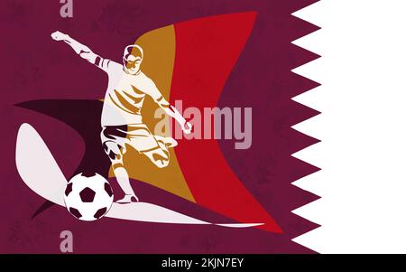 Ein Fußballspieler, der eine Vektorzeichnung mit einer Kugelsilhouette aufnimmt Stock Vektor