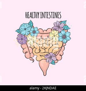 GOOD DARM Medizin menschliche Gesundheit Lebensstil Urlaub Blumenvektor Illustration Set Stock Vektor