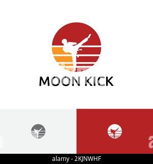 Moon Kick Taekwondo Martial Art Sport Logo Stock Vektor