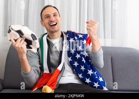Fan Sport Player feiert im Hintergrund Stockfoto
