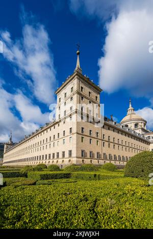 Königliche Stätte San Lorenzo de El Escorial (Monasterio y Sitio de El Escorial), San Lorenzo de El Escorial, Madrid, Spanien Stockfoto