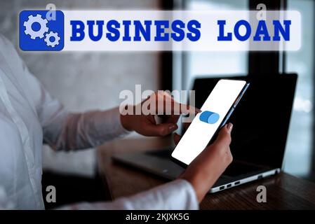 Konzeptionelle Darstellung des Geschäftskredits. Business Showcase Credit Mortgage finanzielle Unterstützung Barvorschüsse Schulden Stockfoto