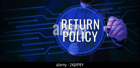 Text mit den Rückgaberichtlinien. Geschäftsbedingungen für Business Idea Steuererstattung Einzelhandel beim Kauf Stockfoto